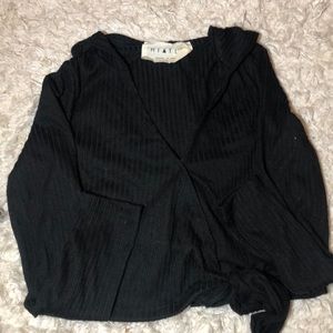Hiatus cropped wrap top with hood